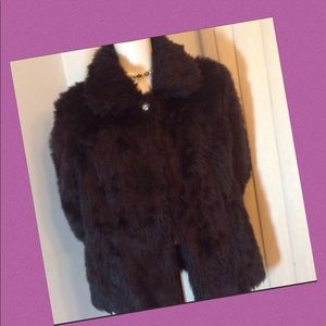 Black faux fur coat with pockets